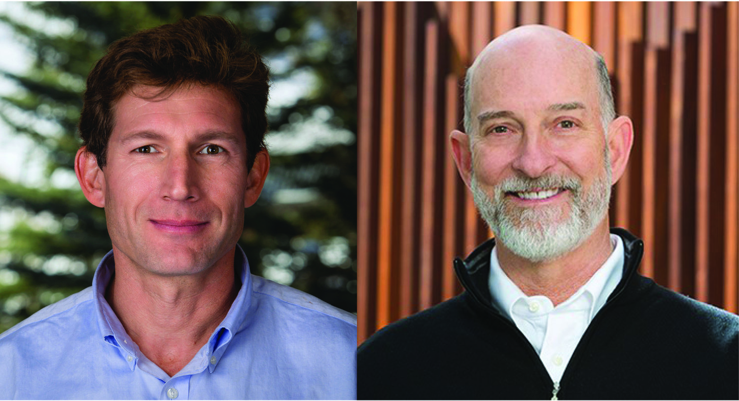 Auden Schendler, left, is senior vice president of sustainability at Aspen Skiing Company; Ted White is executive chair of Rocky Mountain Institute.
